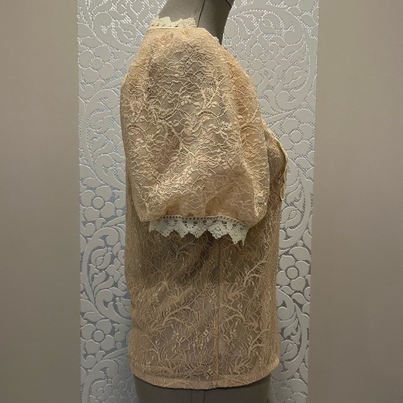 Vintage | Pearl & Embroidery Detailed Chest Cream Lace Blouse - Picture 7 of 13